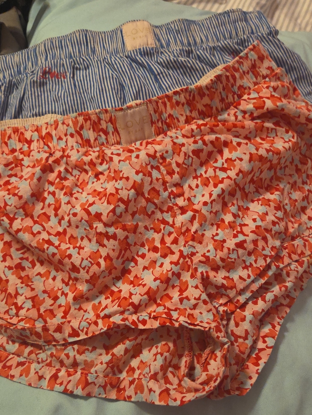2 GAP Love Orange and White Heart Print Lounge Shorts